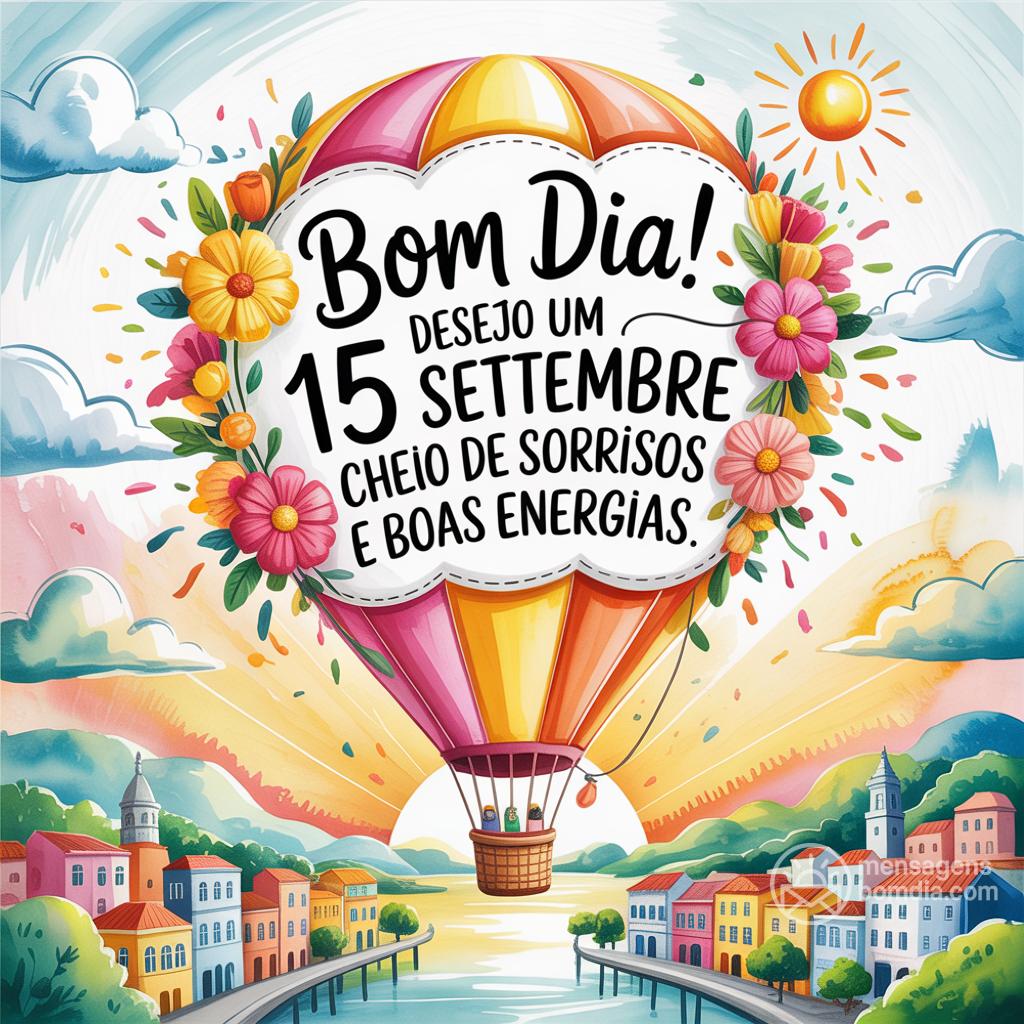 Bom dia! Desejo um 15 settembre cheio de sorrisos e boas energias.