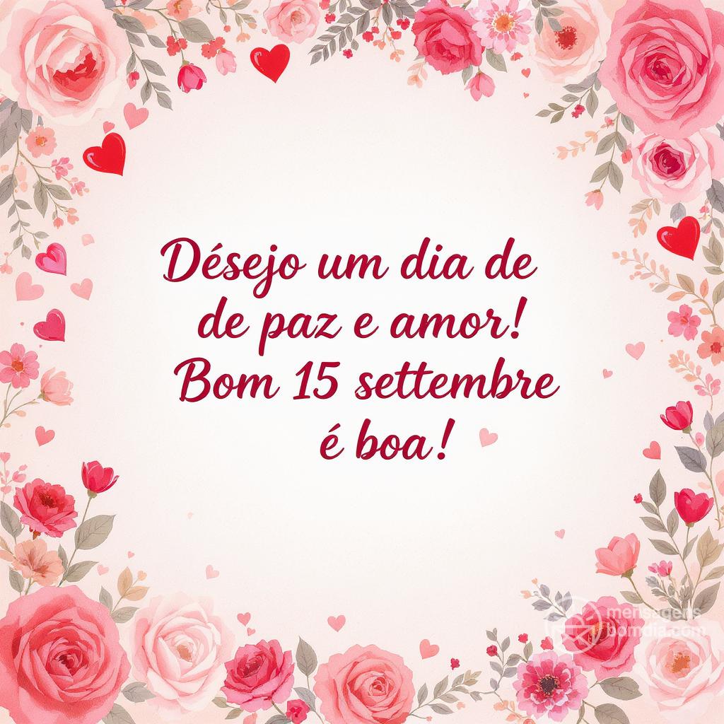 Desejo um dia de paz e amor! Bom 15 settembre, e boa !