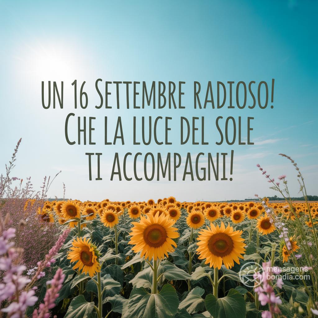 Un  16 settembre  radioso! Che la luce del sole ti accompagni!